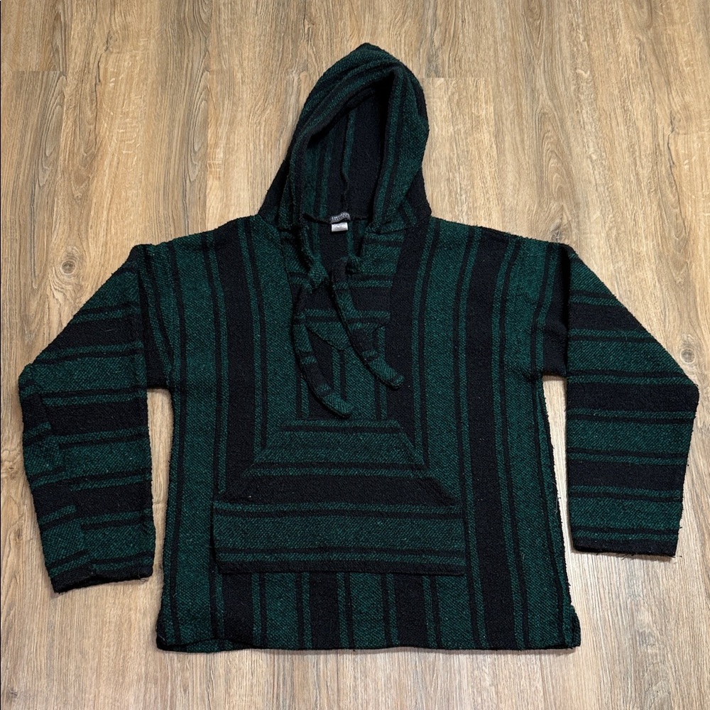 Green and Black Striped Hoodie